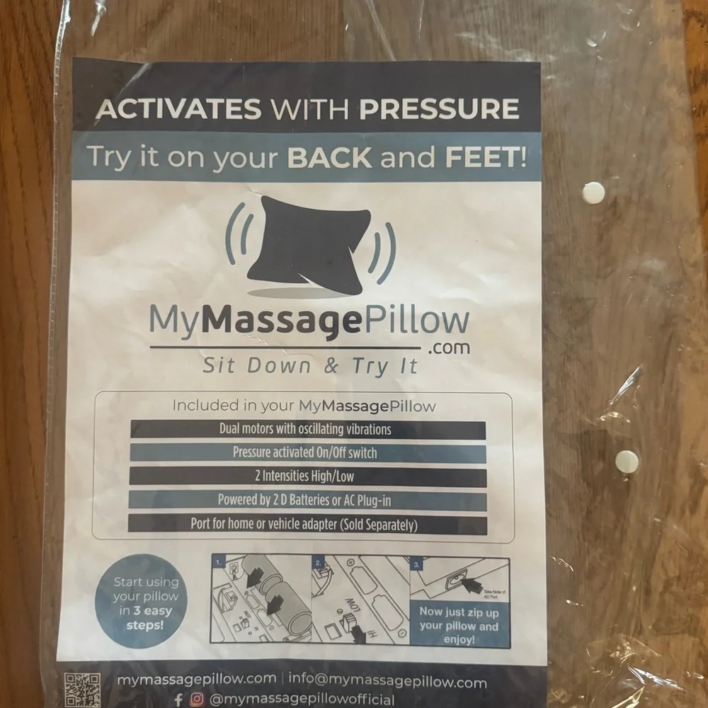 MyMassagePillow Vibrating Massage Pillow – Pressure Activated, Dual Motor Gray